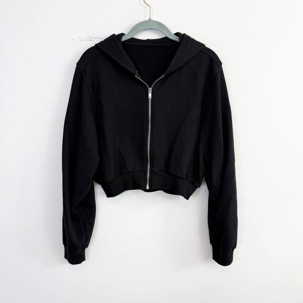 Alo Yoga Sweet Escape Zip Up Hoodie Black Cropped Size Small - Picture 3 of 5